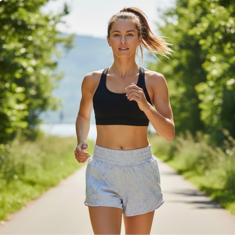 Lululemon Hotty Hot High-Rise Lined Short 4" in Gravel Dust Pastel Blue Multi